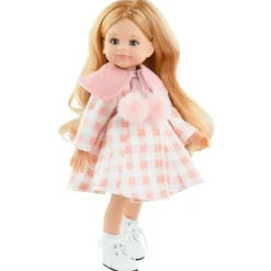 Poupée Paola Reina 32 cm - Las Amigas - Conchi dans un manteau à carreaux roses