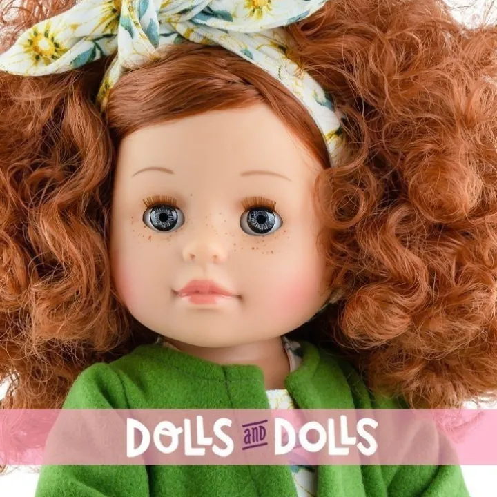 Poupée Paola Reina 45 cm - Soy tú - Angela dans une veste verte et une robe à marguerites