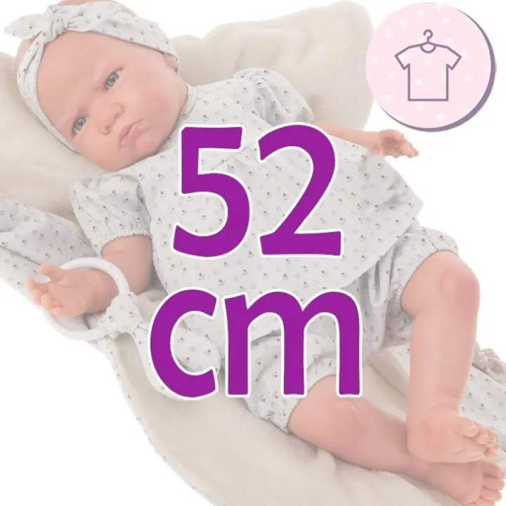 Tenue de poupée Antonio Juan 52 cm - Collection Mi Primer Reborn - Tenue fleurie bleue avec bandeau et anneau de dentition