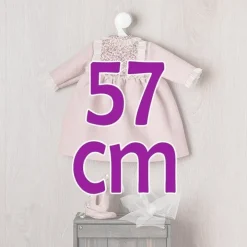 Tenue de poupée Así 57 cm - Robe en piqué aubergine avec devant fleuri "Martina" pour poupée Pepa