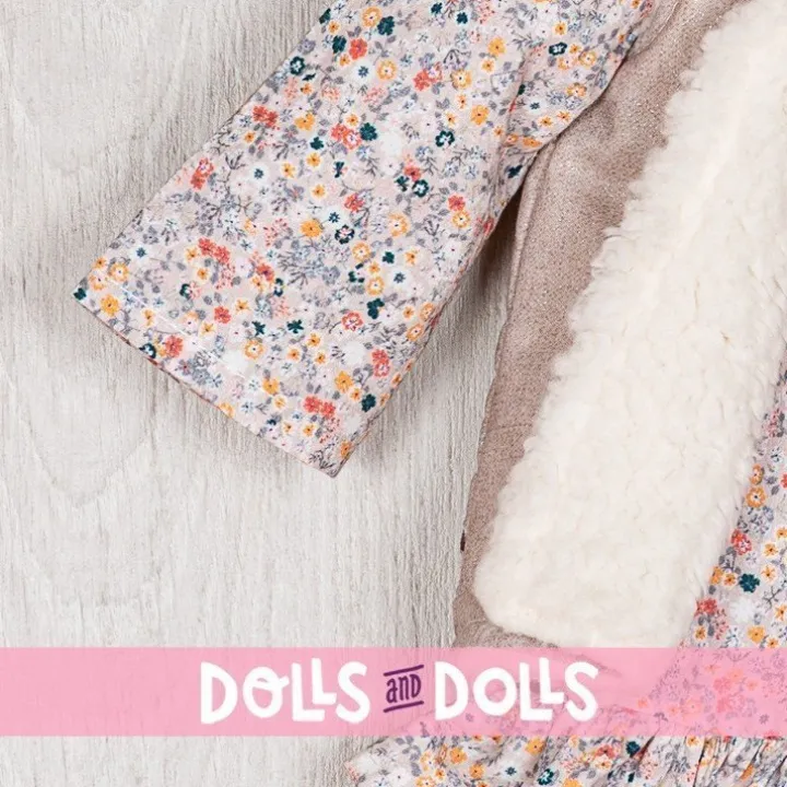 Tenue de poupée Así 57 cm - Robe fleurie liberty corail avec gilet teddy pour poupée Pepa