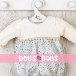 Tenue de poupée Así 43 cm - Tenue beige et imprimé fleurs bleues avec chapeau et chaussons pour Pablo