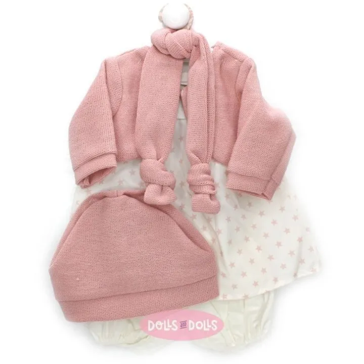 Tenue pour poupée Antonio Juan 52 cm - Collection Mi Primer Reborn - Robe des petites étoiles avec veste et chapeau roses