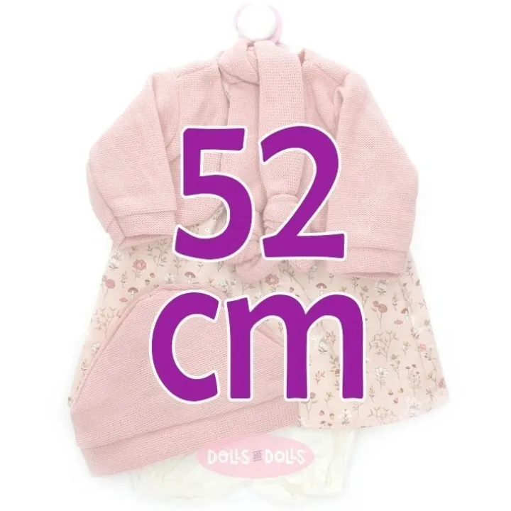 Tenue pour poupée Antonio Juan 52 cm - Collection Mi Primer Reborn - Robe rose à fleurs avec veste et chapeau