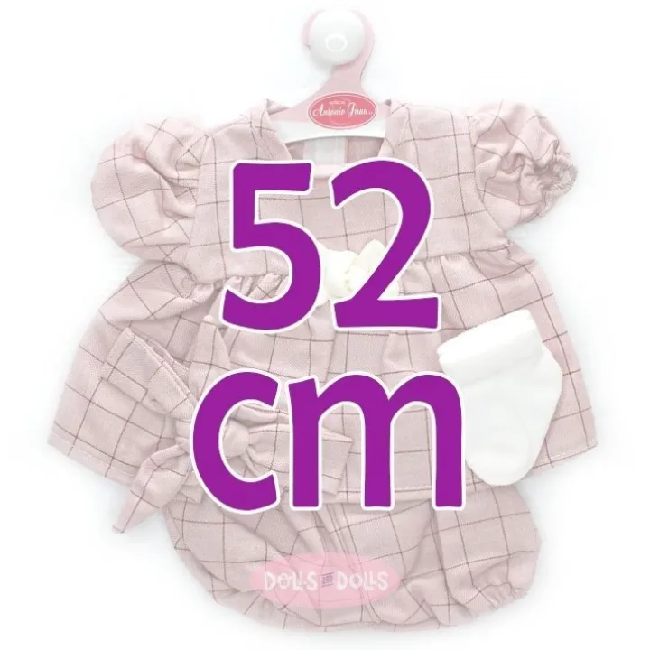Tenue pour poupée Antonio Juan 52 cm - Collection Mi Primer Reborn - Robe à carreaux rose