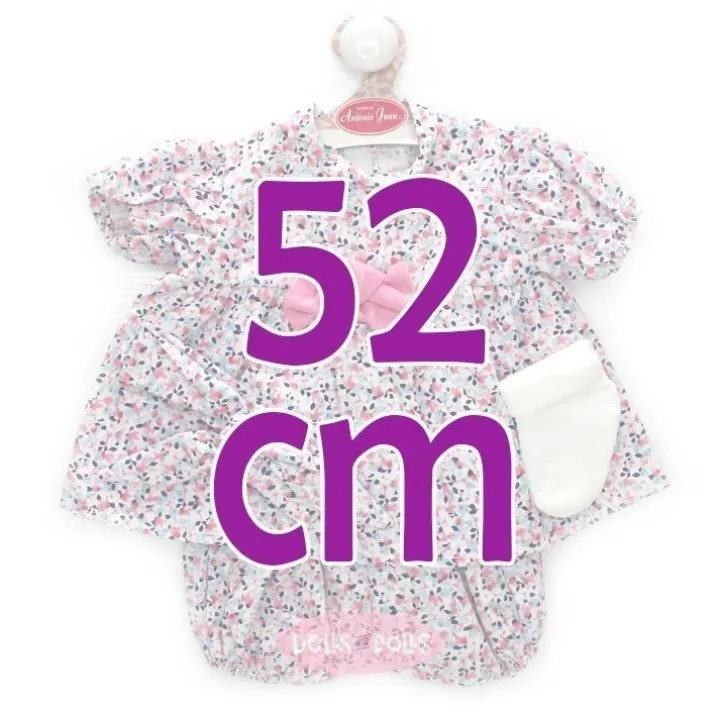 Tenue pour poupée Antonio Juan 52 cm - Collection Mi Primer Reborn - Robe bleu clair avec fleurs roses