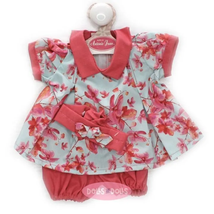 Tenue pour poupée Antonio Juan 40-42 cm - Robe bleue à fleurs rouges