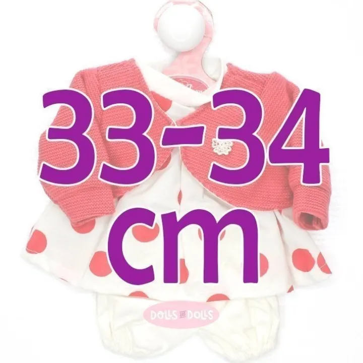 Tenue pour poupée Antonio Juan 33-34 cm - Ensemble à pois avec veste fuchsia