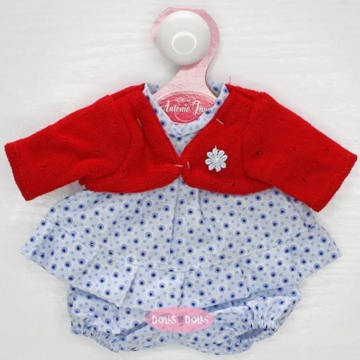 Tenue pour poupée Antonio Juan 26-27 cm - Robe cercles bleus avec veste rouge