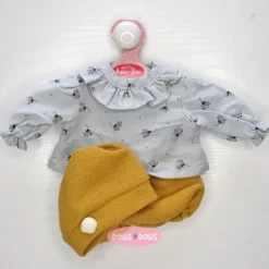 Tenue pour poupée Antonio Juan 33-34 cm - Ensemble petites fleurs-moutarde avec chapeau