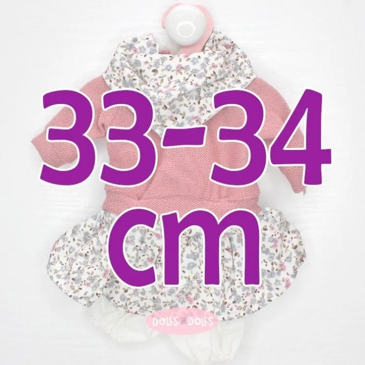 Tenue pour poupée Antonio Juan 33-34 cm - Ensemble mauve et fleurs