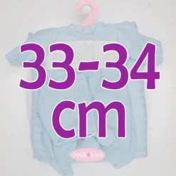 Tenue pour poupée Antonio Juan 33-34 cm - Barboteuse bleue à pois avec bonnet et châle