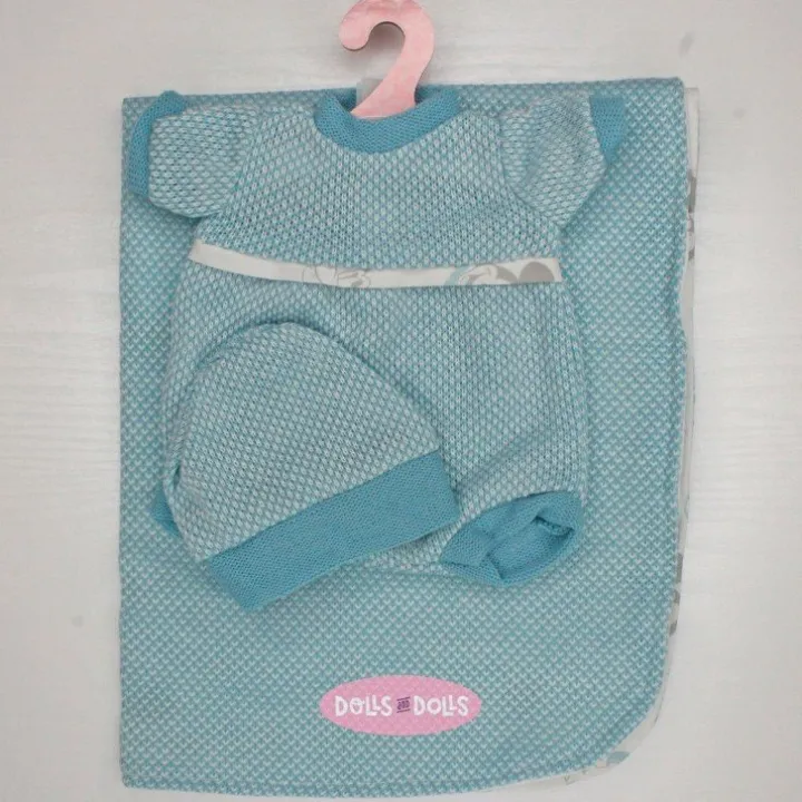 Tenue pour poupée Antonio Juan 33-34 cm - Barboteuse bleue avec bonnet et châle