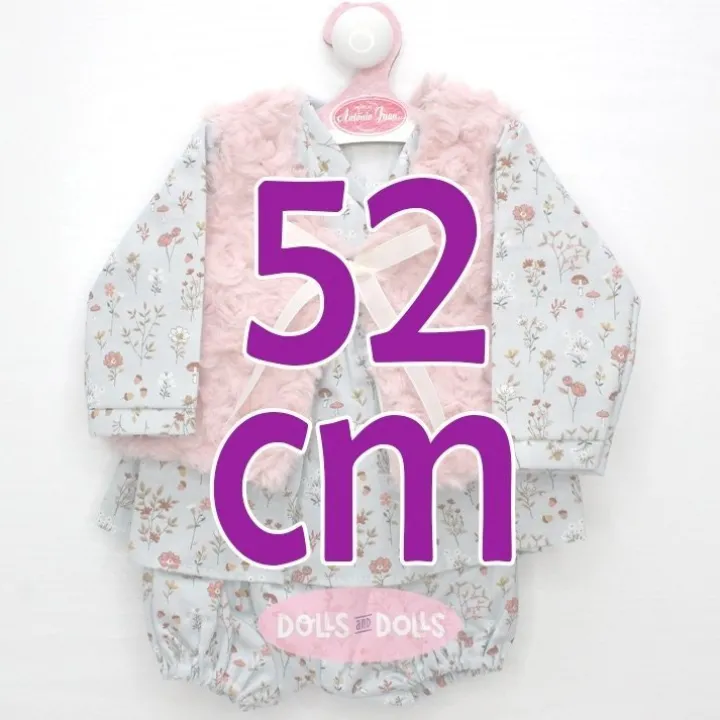 Tenue pour poupée Antonio Juan 52 cm - Collection Mi Primer Reborn - Tenue florale bleue avec gilet rose