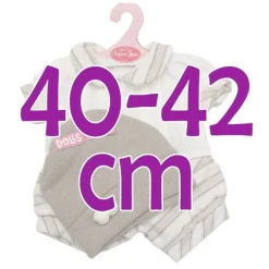 Tenue pour poupée Antonio Juan 40-42 cm - Tenue à rayures blanches et beiges avec chapeau