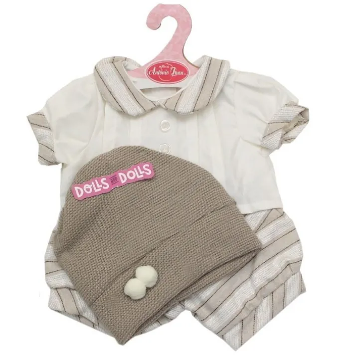 Tenue pour poupée Antonio Juan 40-42 cm - Tenue à rayures blanches et beiges avec chapeau