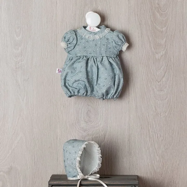 Tenue pour poupée Así 36 cm - Barboteuse bleue avec fleur et tulle beige pour poupée Koke