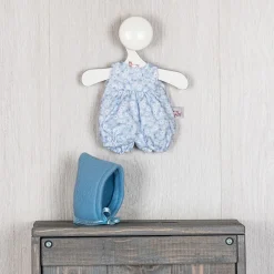 Tenue pour poupée Así 20 cm - Barboteuse fleurie bleue avec capuche bleue pour poupée Bomboncín