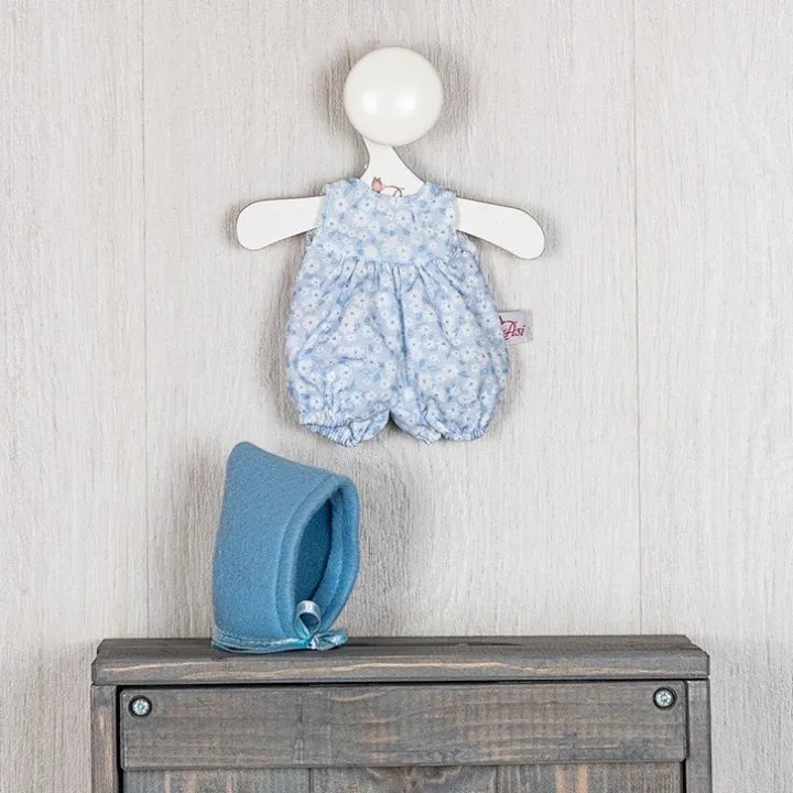 Tenue pour poupée Así 20 cm - Barboteuse fleurie bleue avec capuche bleue pour poupée Bomboncín