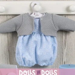 Tenue pour poupée Así 36 cm - Barboteuse bleue avec veste grise ajourée pour Koke