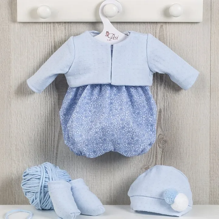 Tenue pour poupée Así 43 cm - Barboteuse à fleurs bleues avec veste pour Pablo