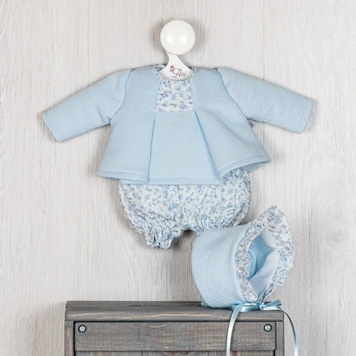 Tenue pour poupée Así 36 cm - Ensemble caraco et pololo en maille bleu clair pour poupée Koke