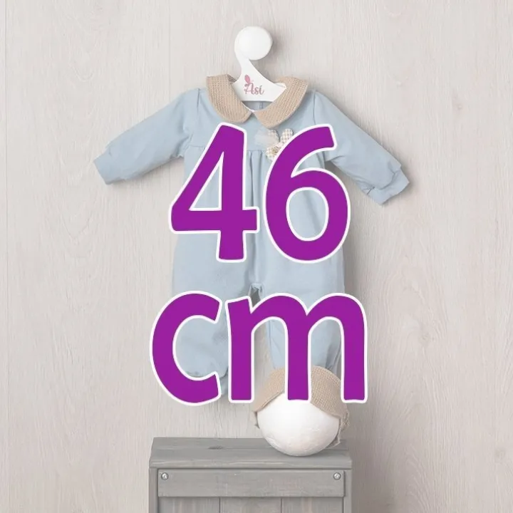 Tenue pour poupée Así 46 cm - Pyjama bleu avec masque pour poupée Leo
