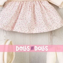 Tenue pour poupée Así 43 cm - Robe beige imprimée de fleurs roses avec chapeau et chaussons pour María