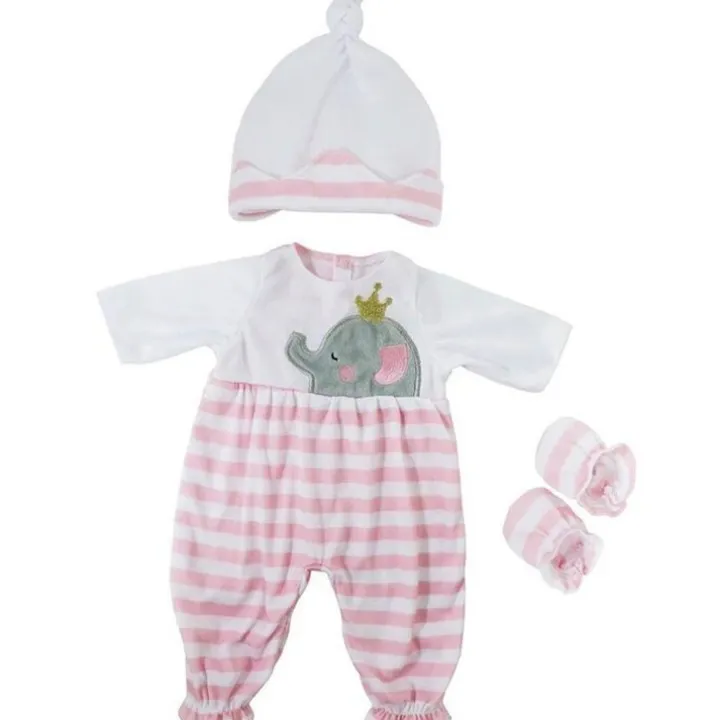 Tenue pour poupée Berenguer Boutique 35-40 cm - Barboteuse à rayures éléphant rose
