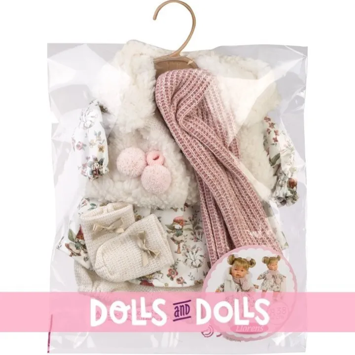Vêtements pour poupées Llorens 38 cm - Robe à motifs de fées avec veste, chaussettes et écharpe