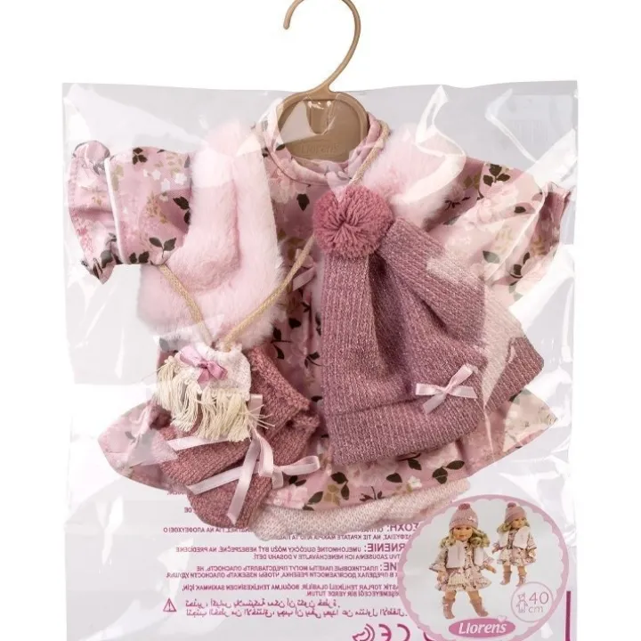 Vêtements pour poupées Llorens 40 cm - Robe à fleurs avec gilet, sac, chapeau et chaussettes